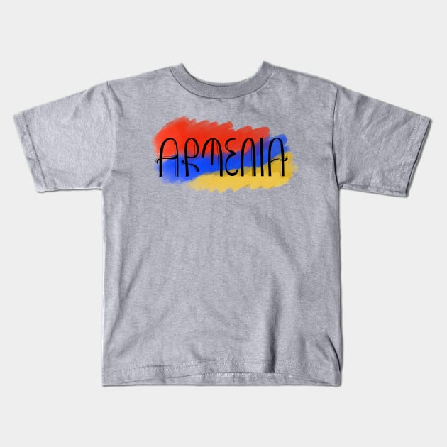 Armenia letter flag design Kids T-Shirt by Arpi Design Studio